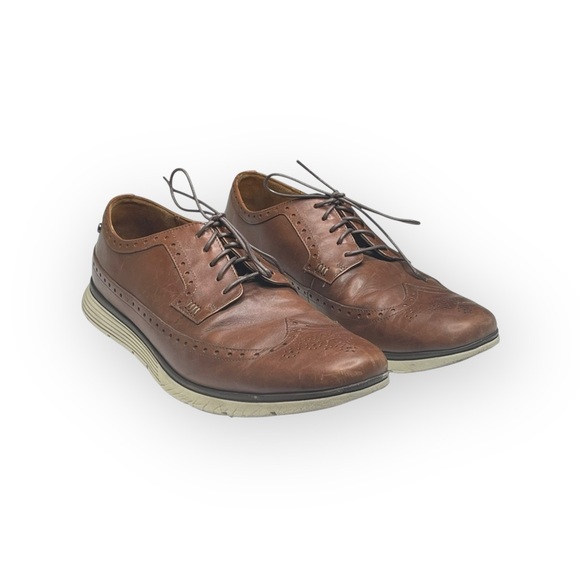 Timberland ✪ Brogue Oxford Wingtip Edgy Leather Lace Up Shoes ✪ Dark Tan Brown - Picture 10 of 16